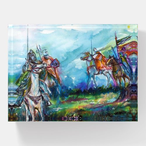 RIDERS IN THE STORM Medieval Knights Horseback  Paperweight