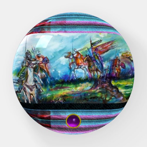 RIDERS IN THE STORM Medieval Knights Horseback Paperweight