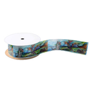 RIDERS IN THE STORM Medieval Knights Horseback Satin Ribbon