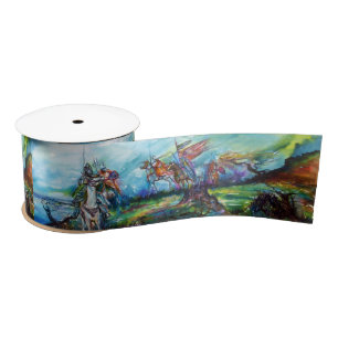RIDERS IN THE STORM Medieval Knights Horseback Satin Ribbon