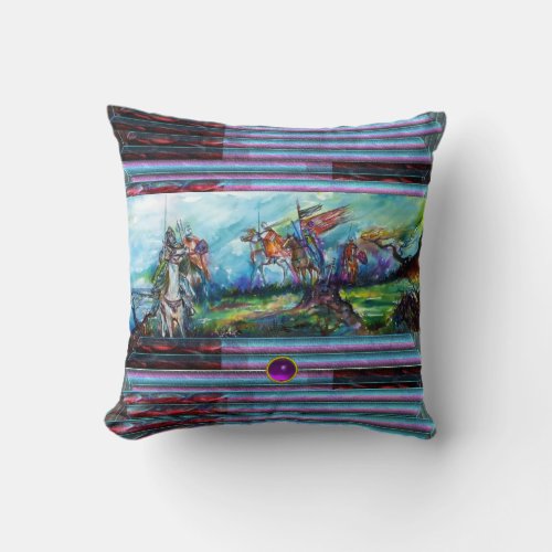 RIDERS IN THE STORM Medieval Knights Horseback Throw Pillow