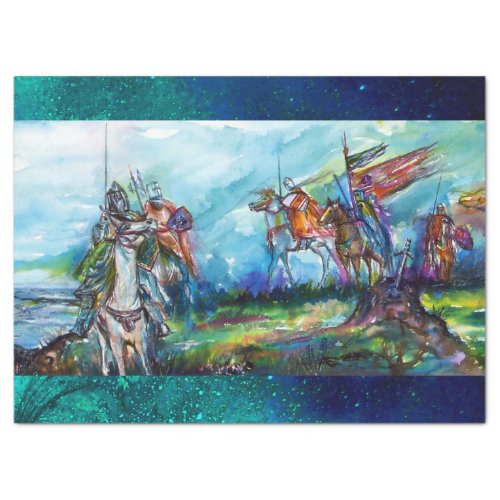 RIDERS IN THE STORM Medieval Knights Horseback Tissue Paper