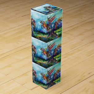 RIDERS IN THE STORM Medieval Knights Horseback Wine Gift Box
