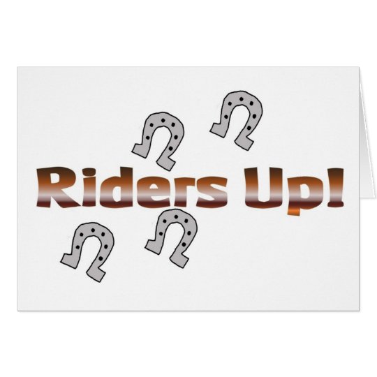 riders up! silver horseshoes card