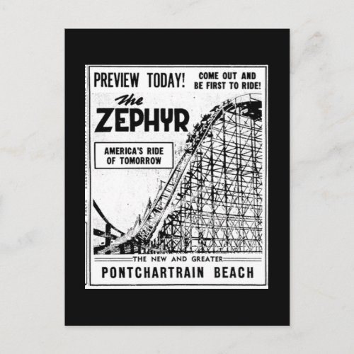 Rides at Pontchartrain Beach Zephyr Postcard