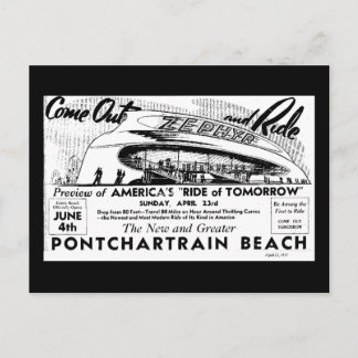 Rides at Pontchartrain Beach, Zephyr Postcard