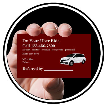 Rideshare Taxi Driver Referral Business Card by Luckyturtle at Zazzle