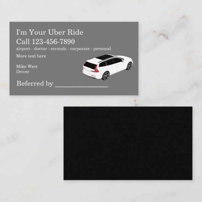 Rideshare Taxi Driver Referral Business Template Business Card (Front/Back)