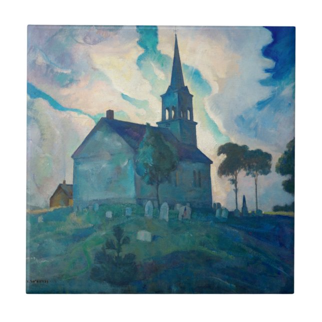 Ridge Church by Newell Convers Wyeth Ceramic Tile (Front)