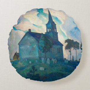 Ridge Church by Newell Convers Wyeth Round Pillow