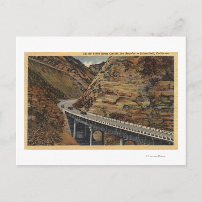 Ridge Route Cut-off, Going to Bakersfield Postcard (Front)