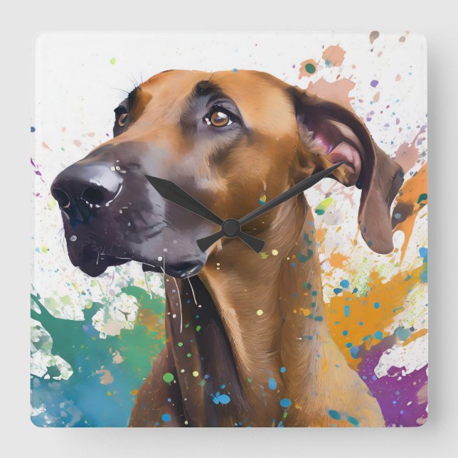 Ridgeback Dog Square Wall Clock (Front)