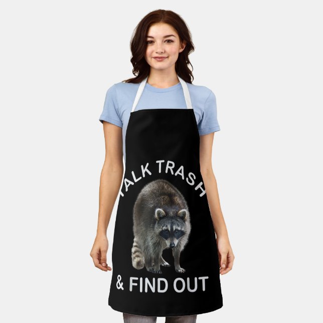 Ridiculous Raccoon & Raccoon Clothes Talk Trash an Apron (Worn)
