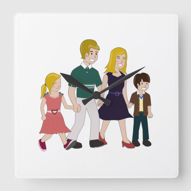 Ridiculously Happy Family Square Wall Clock (Front)