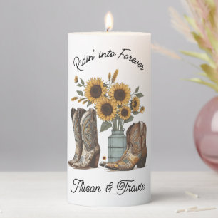 Ridin' into Forever Cowboy Sunflower Candle