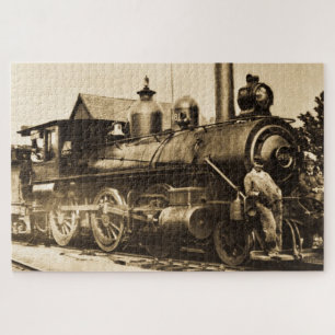 Ridin' that Train Vintage Railroad Crew Jigsaw Puzzle