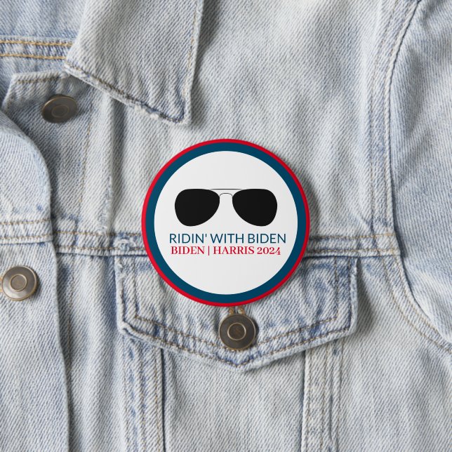 Ridin' with Biden Aviator Glasses 2024 Button (In Situ)