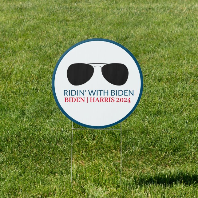 Ridin' with Biden Aviator Glasses 2024 Sign (Insitu)