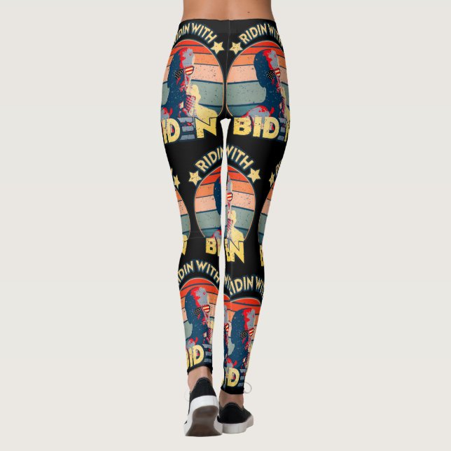 Ridin' With Biden Eating Ice-Cream Retro Sunset Leggings (Back)