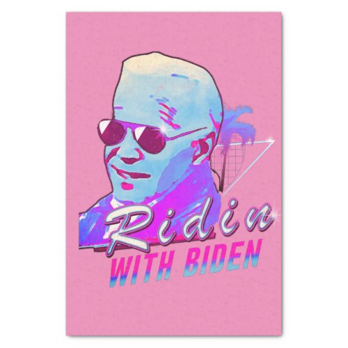 Ridin With Biden Synthwave Outrun Retro Palm Tree Tissue Paper