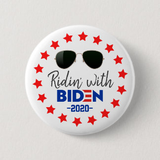 Ridin' With Joe Biden for President 2020 Red Stars Button