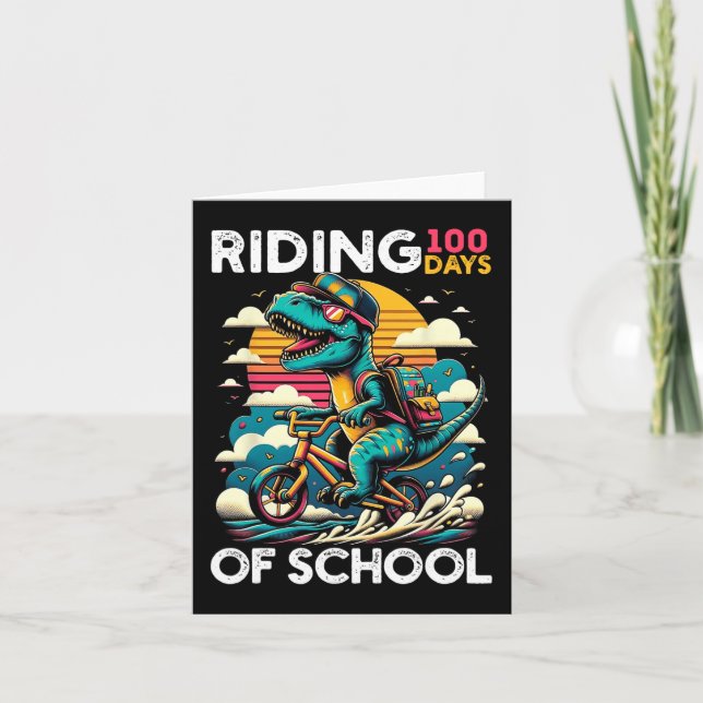 Riding 100 Days Of School Bicycle Cycling Rider Di Card (Front)