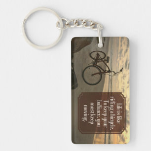 "Riding a bicycle" Inspirational Quote Keychain