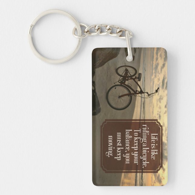 "Riding a bicycle" Inspirational Quote Keychain (Front)