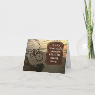 "Riding a bicycle" Inspirational Quote Letterpress Thank You Card