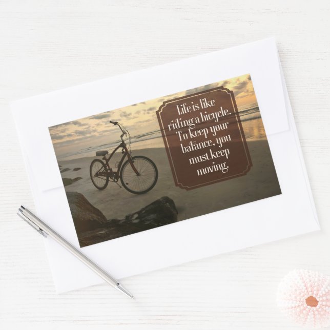 "Riding a bicycle" Inspirational Quote Rectangular Sticker (Envelope)