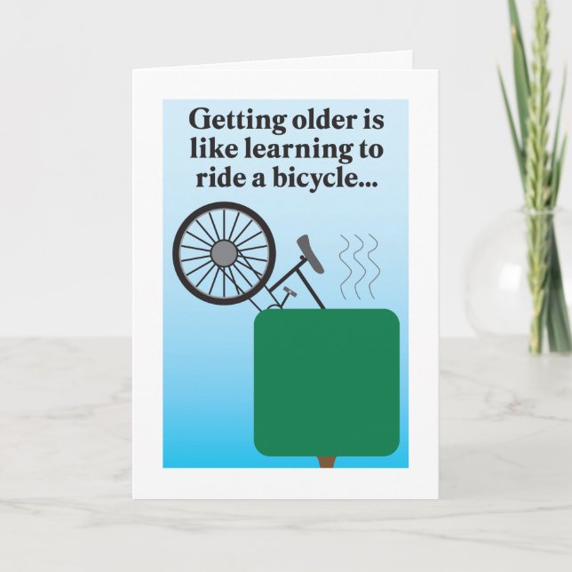Riding a bike humorous birthday card (Front)