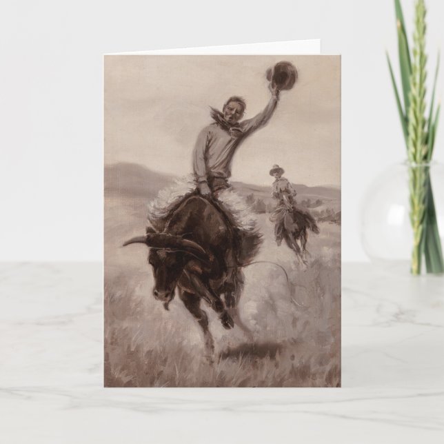 Riding a Bull | Elling William Gollings Card (Front)