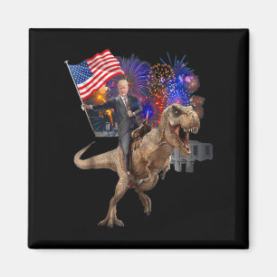 Riding A Dinosaur T-rex Suppor Trump 2020  Magnet
