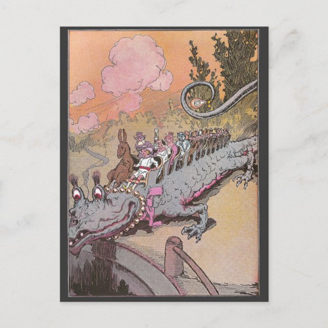 Riding a Dragon Vintage Oz Illustration Postcard (Front)