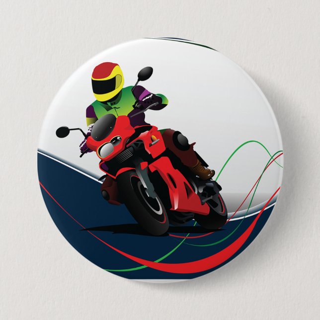 Riding A Red Motorcycle Button (Front)