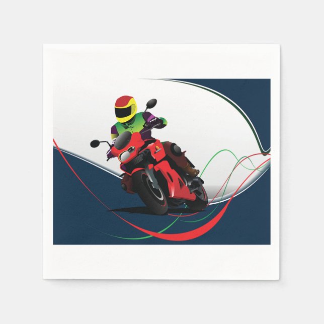 Riding A Red Motorcycle Napkins (Front)