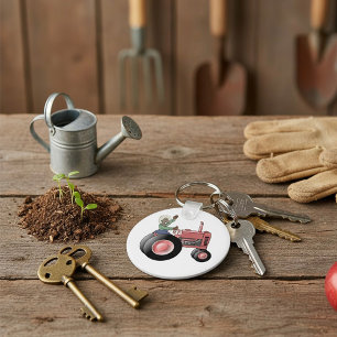 Riding A Tractor Keychain