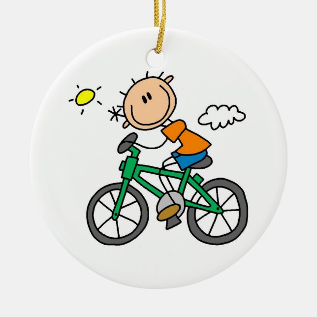 Riding Bicycle - Male Ceramic Ornament (Front)