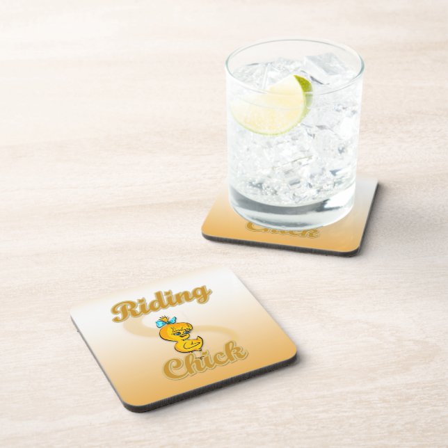 Riding Chick Beverage Coaster (Right Side)