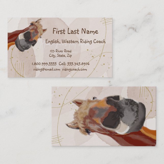 Riding Coach English Western Funny Horse  Business Card (Front/Back)