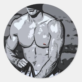 Riding Cowboy Classic Round Sticker by LoveMale at Zazzle