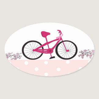 Riding for a Cure Pink Bicyle Oval Sticker