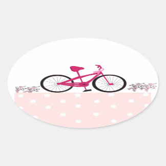 Riding for a Cure Pink Bicyle Oval Sticker