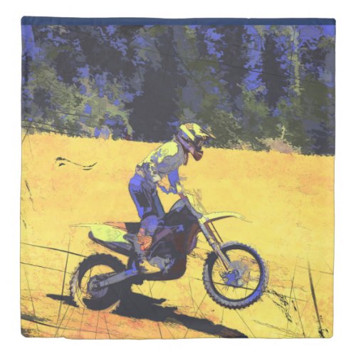 Riding Hard _ Motocross Racer Duvet Cover