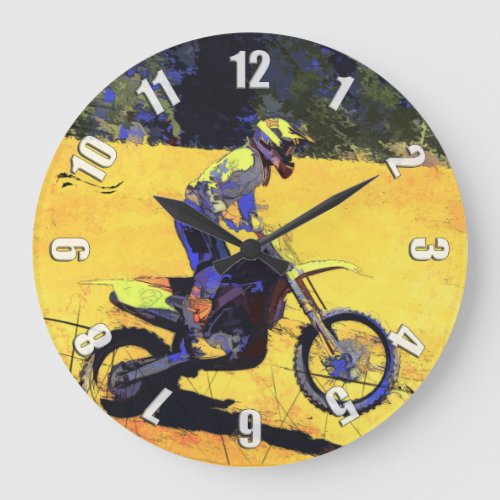 Riding Hard _ Motocross Racer Large Clock