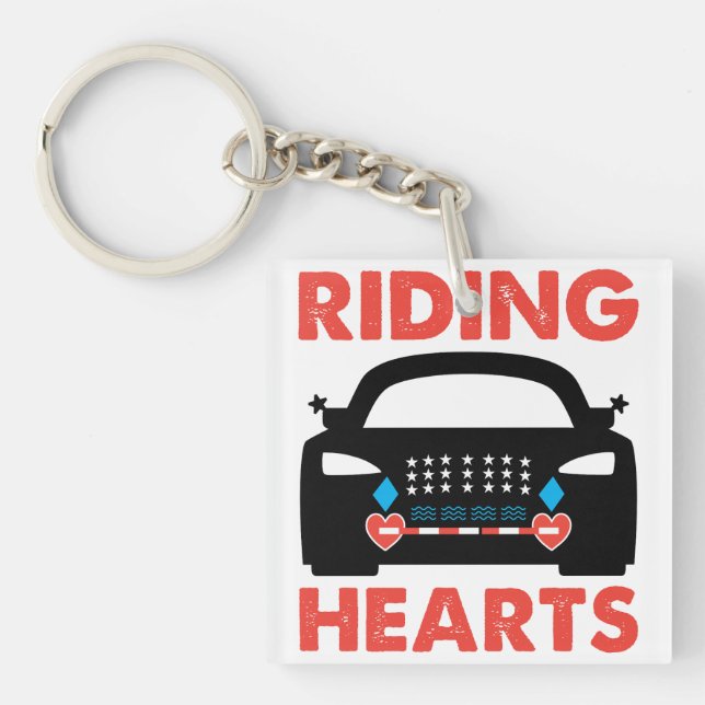 Riding Hearts bold car design Keychain (Front)