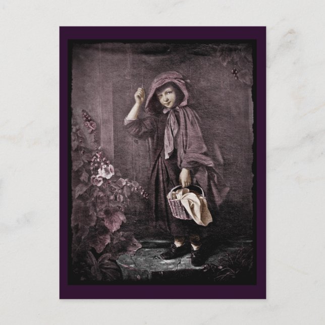 Riding Hood on Grandmas Doorstop Postcard (Front)