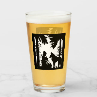Riding Hood Sitting Under Trees Silhouette Wolf Glass