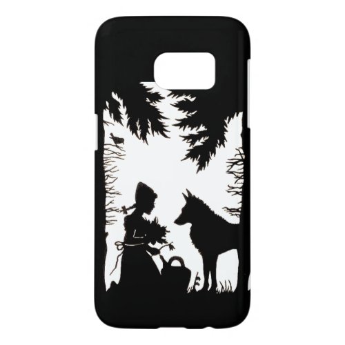 Riding hood Wolf Black Silhouette Sitting in Woods Samsung Galaxy S7 Case