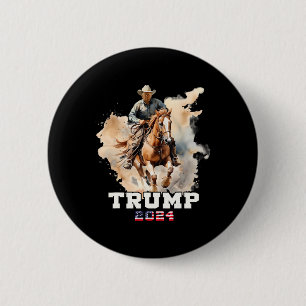 Riding Horse American Flag Cowboy 1 Button